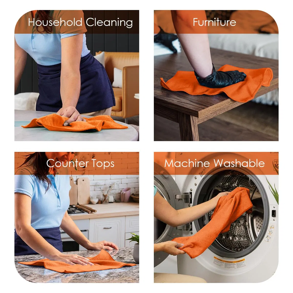 Fantasticlean Super Absorbent 36 Pack Premium Microfiber Towels Microfiber Cleaning Cloth Rag 16 X 16 in for Cars Orange