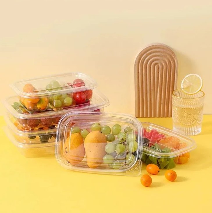 Customisable Disposable Plastic Fruit Salad Packaging Box 2 3 4 Compartment Container with Lid