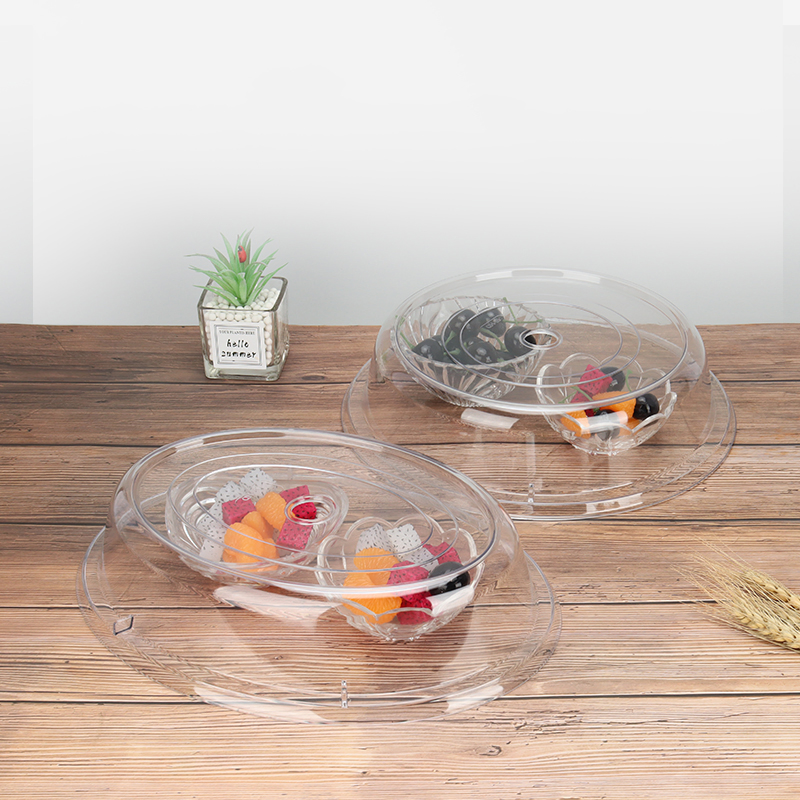 Catering Food Grade Plastic Polycarbonate PC Transparent Plate Dish Cover Round Oval Food Cover