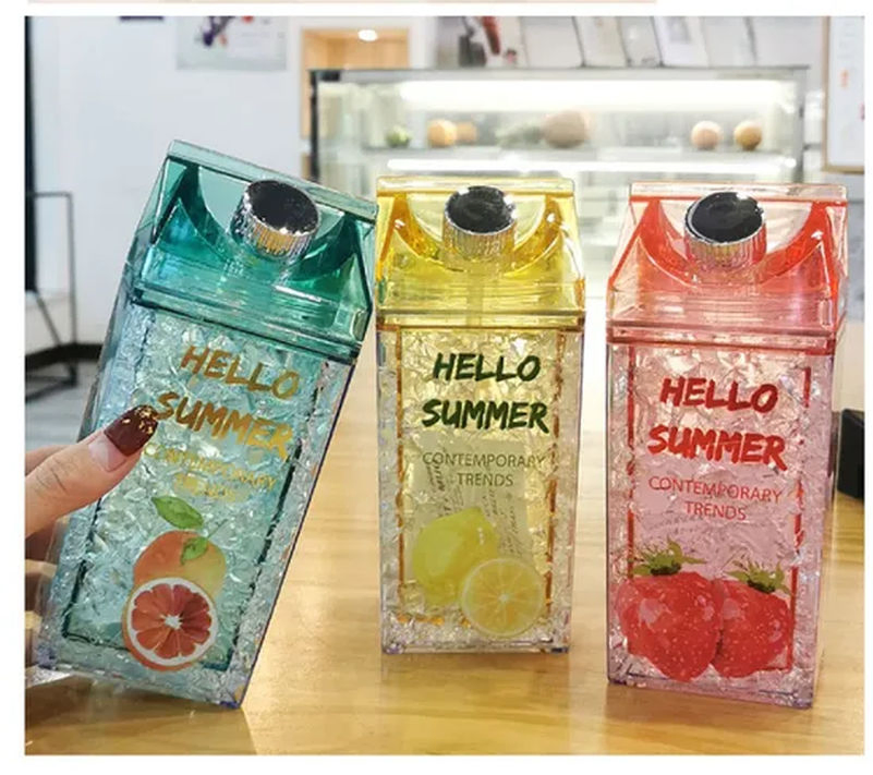 Drinking Bottle with Straw Box Shape Water Bottle Tg008_9