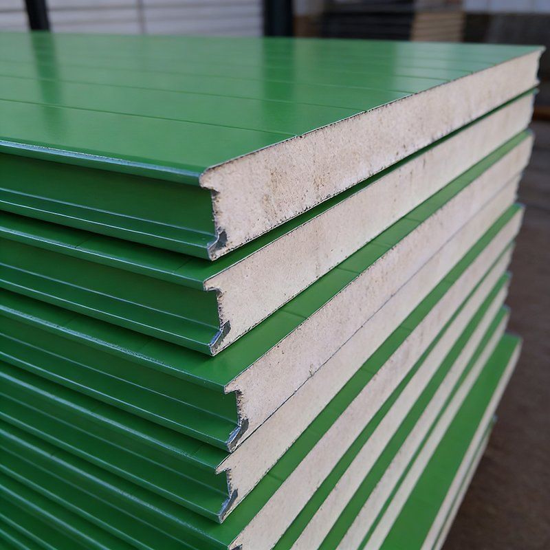 Glass Wool Core Sandwich Panel for Heat and Sound Insulation in Building Construction