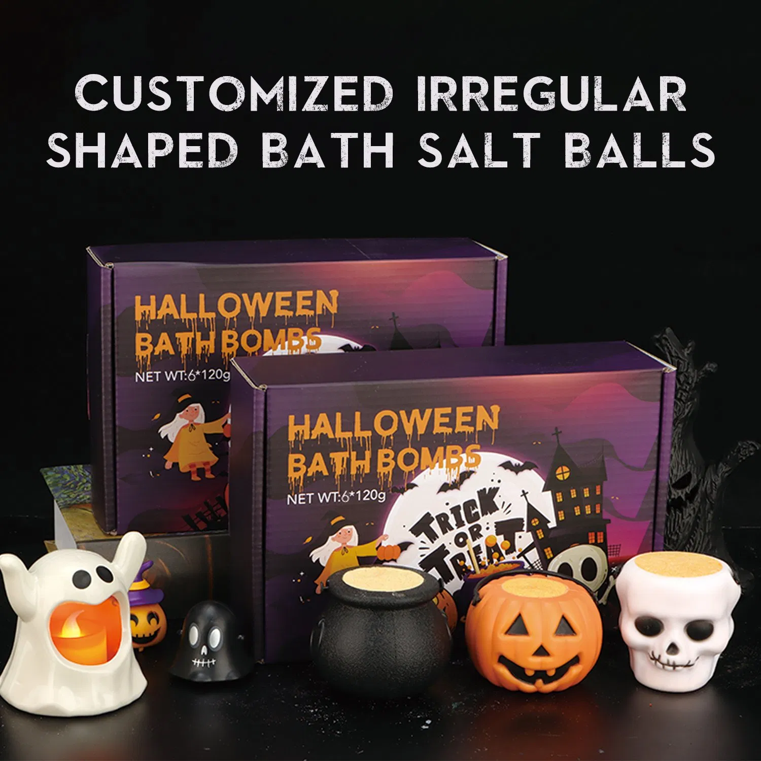 Spooky Skull Pumpkin Bath Bombs for a Halloween Soak for Kids