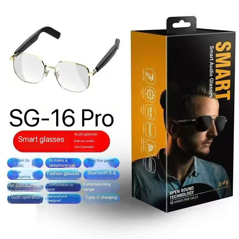 Sg Series Bluetooth Touch Operation Waterproof Type C Charging Smart Glasses