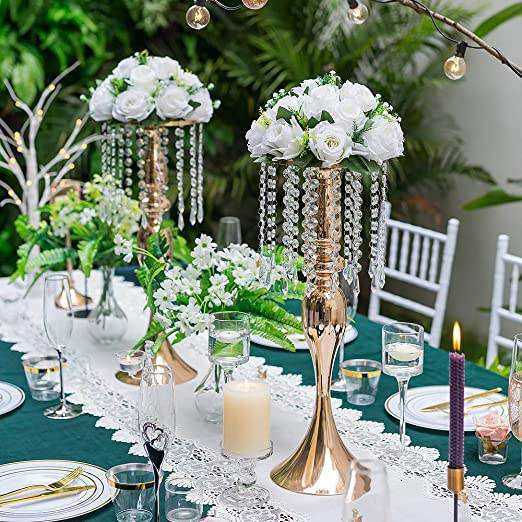 Tall Metal Flower Vase Holders Gold Vases for Centerpieces Crystal Flower Arrangement Stand Table Wedding Centerpieces