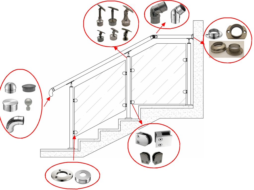 Factory Supply 316 Stainless Steel Frameless Glass Baluster Handrail Connector Clamp Rails