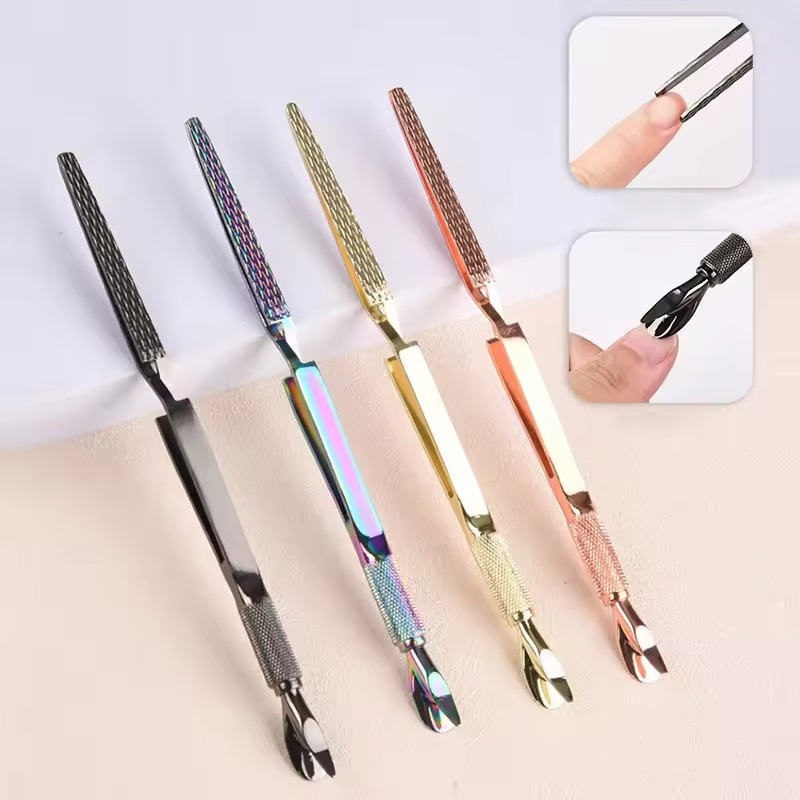 Dual-Ended UV Nail Forming Construction Clamp Stainless Steel Nail Shaping Extension Tweezers