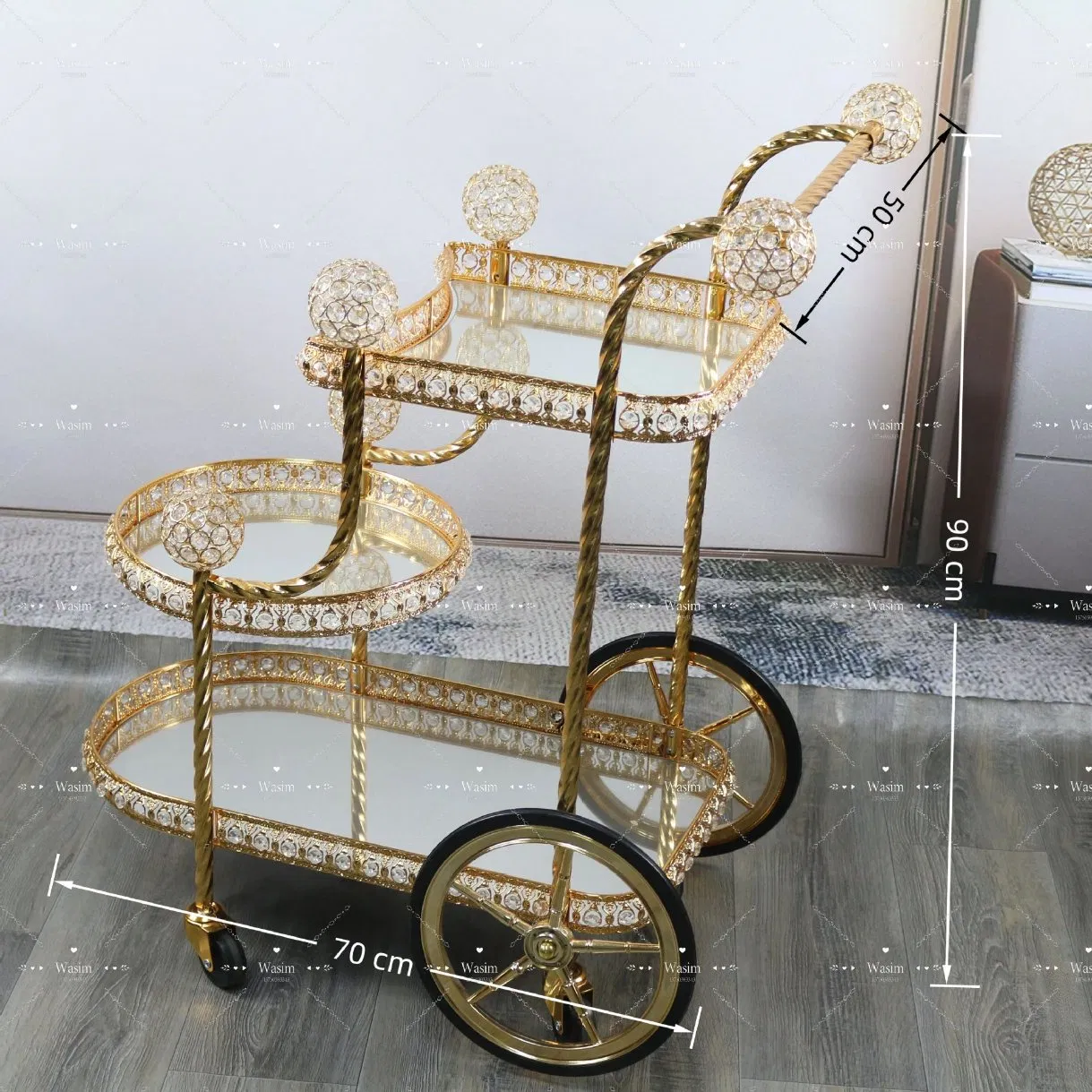 Luxury Arab Metal Dining Car Hotel Lobby Dining Car Handcart