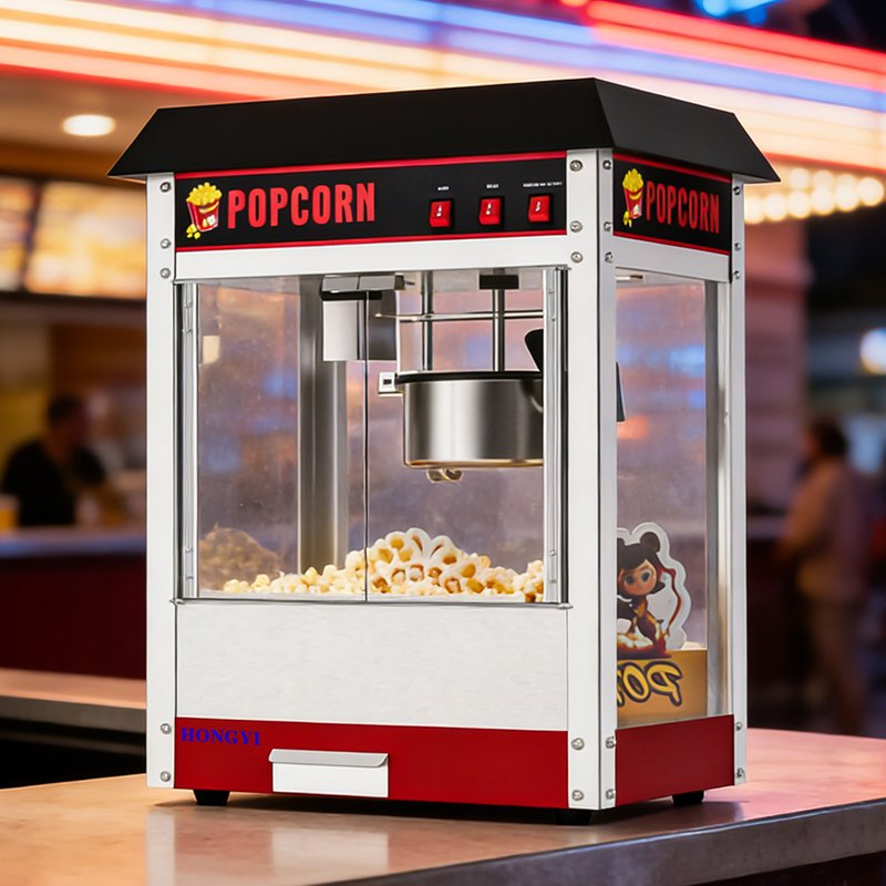 CE Certified Commercial Stainless Steel Large-Capacity Popcorn Machine, Suitable for Restaurants.