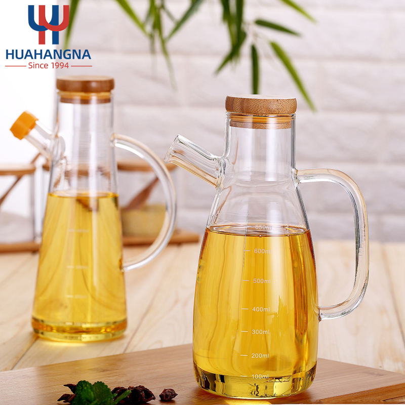 750ml Easy Use Oil Pot Multi-Function Decorative Storage Transparent Glass Bottle with Cover