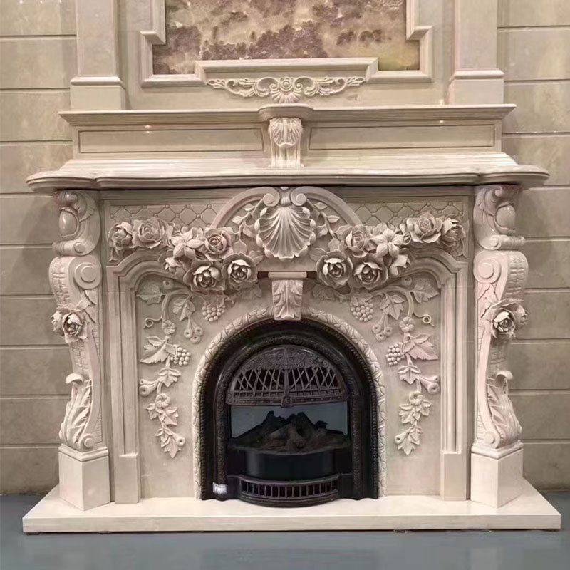 modern Travertine Marble Fireplace Surround