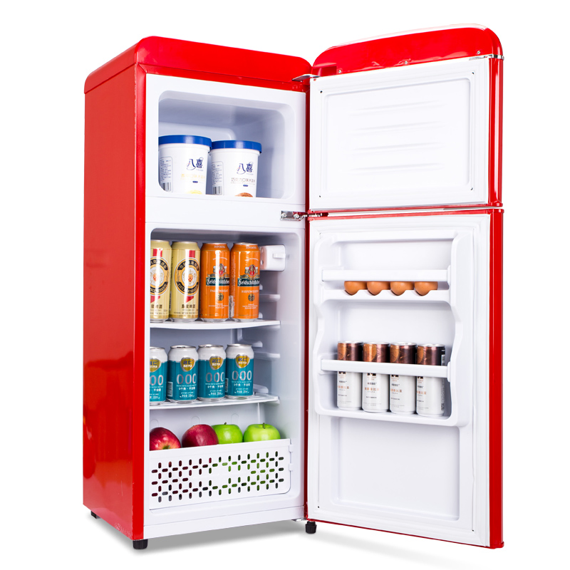 Fareast Refrigerator with Dual Door, Retro Red, 2.8 Cu. FT (80L)