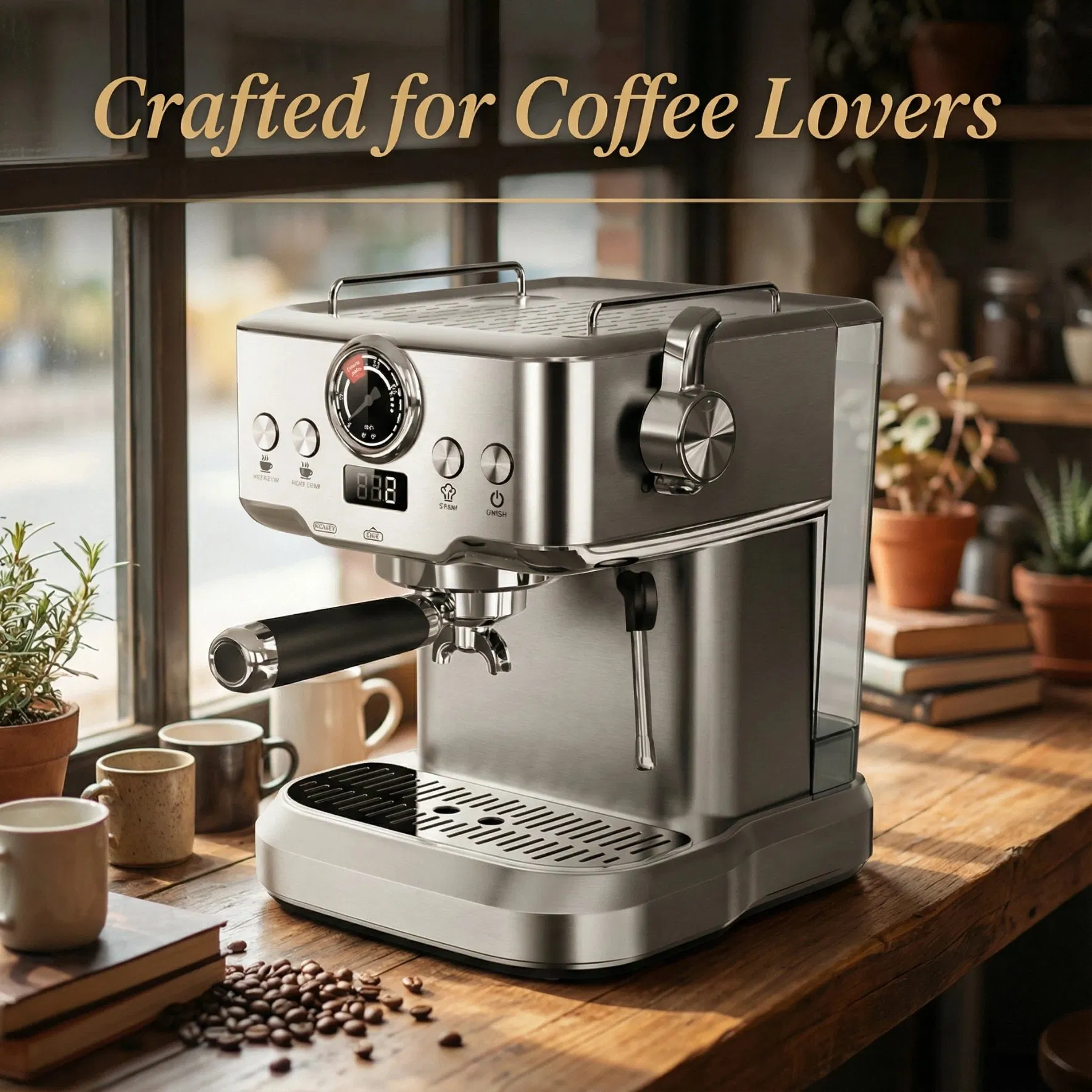 15 or 20 Bar Espresso Coffee Machine with Steam Wand Stable Temperature Control