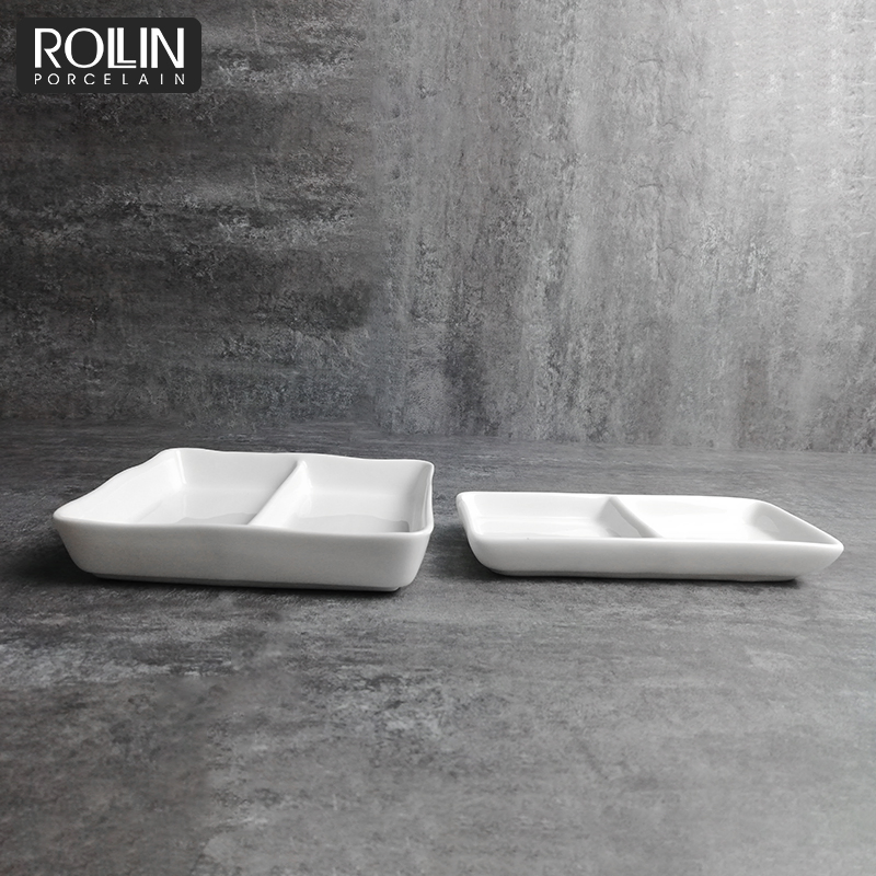 Divided Porcelain Dish Snack Dish Hotel Sauce Dish