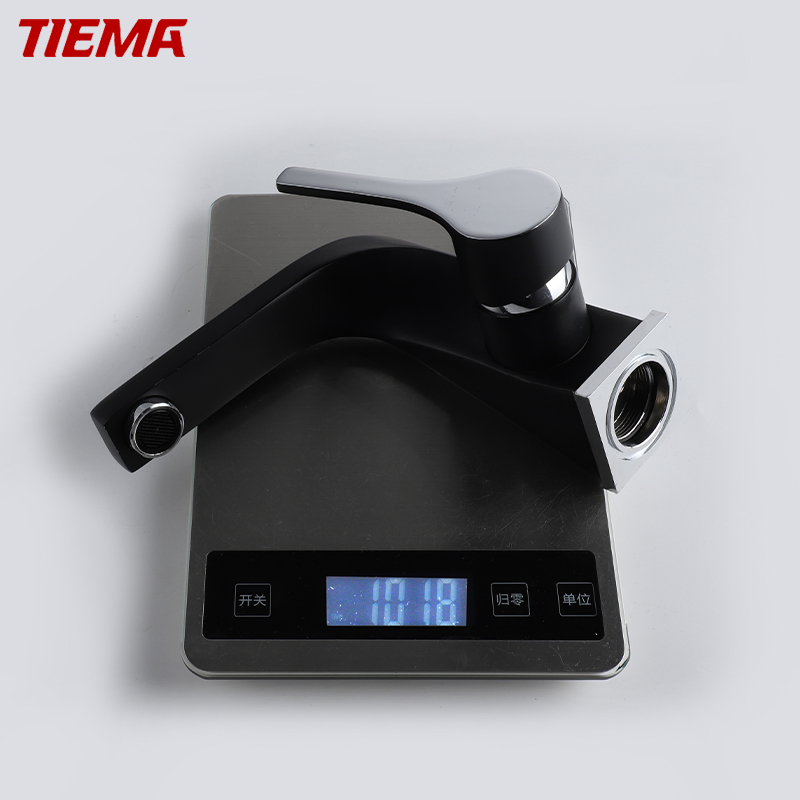 Смеситель для раковины черный латунный, двухрежимный