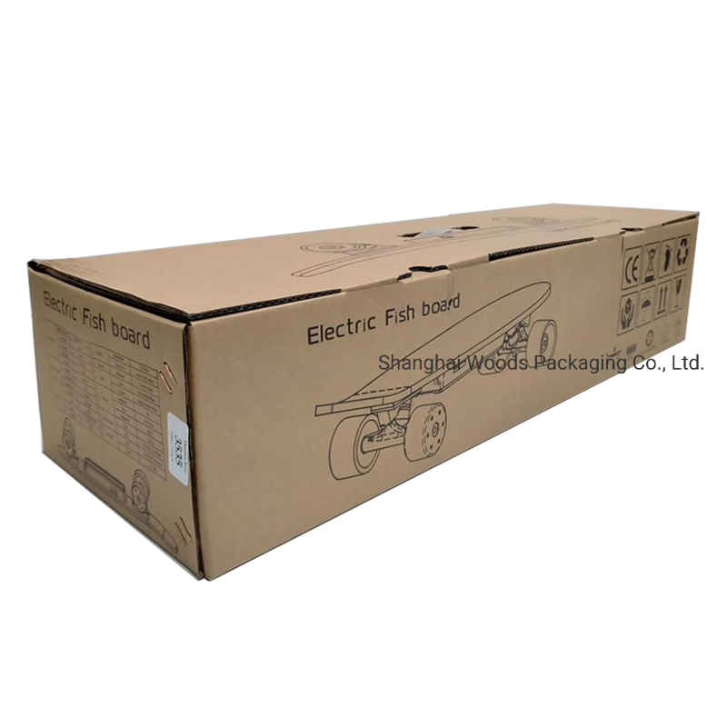 Brown Hard Carton Plus Rectangle Corrugated Paper Packaging Cardboard Shipping Gift Skateboard Box