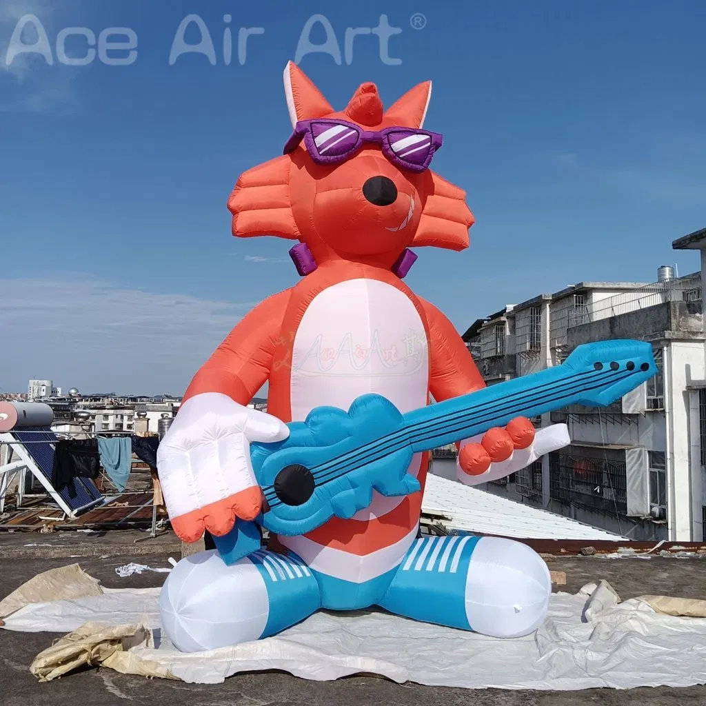 Inflatable Fox with Guitar Inflatable Animal Cartoon Animal Balloon for Outdoor Advertising Promotion Event Decoration