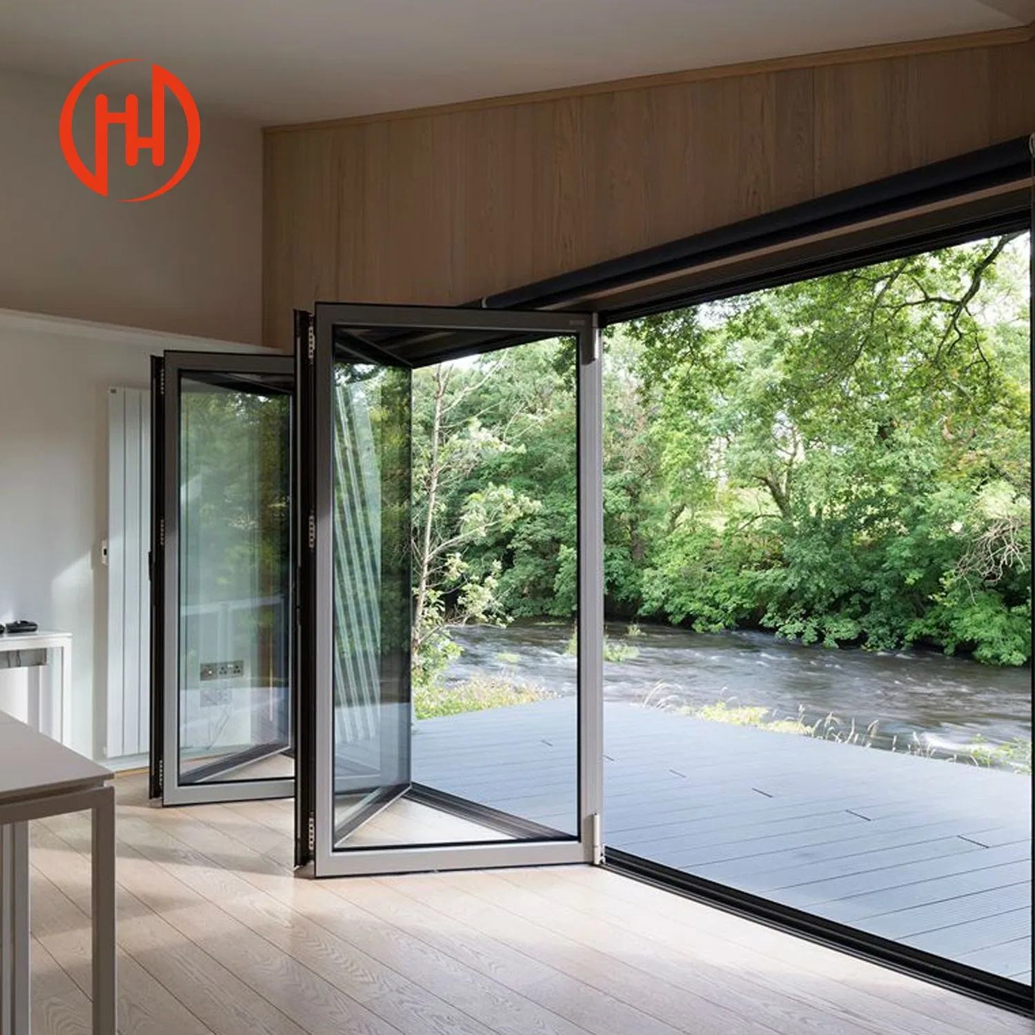 High Standard Us Au Certificated Aluminium Glass Folding Door / Bi-Fold Door