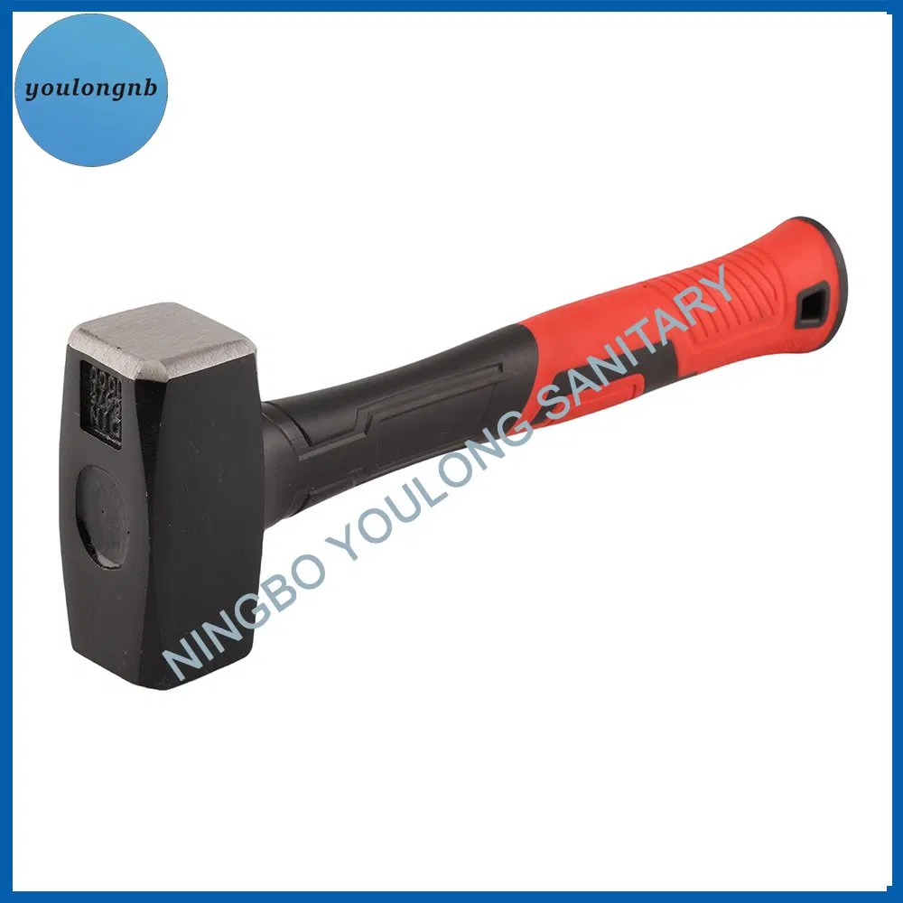 Hardware Stoning Hammer with Double Color Plastic Coated Fiberglass Handle