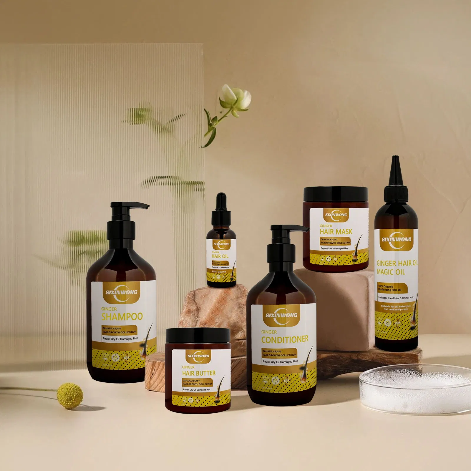 Beauty Cosmetics Hair Prevent Split End Hair Growth Ginger Shampoo Set