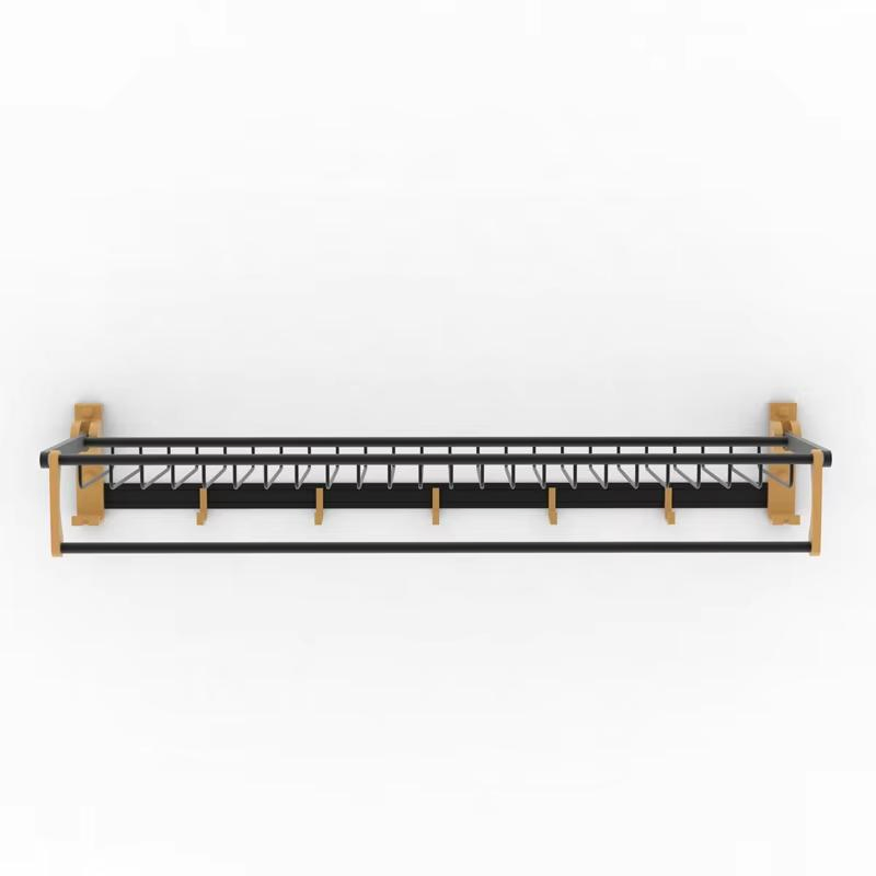 Черная полка для ванной с LED-подсветкой JOYS