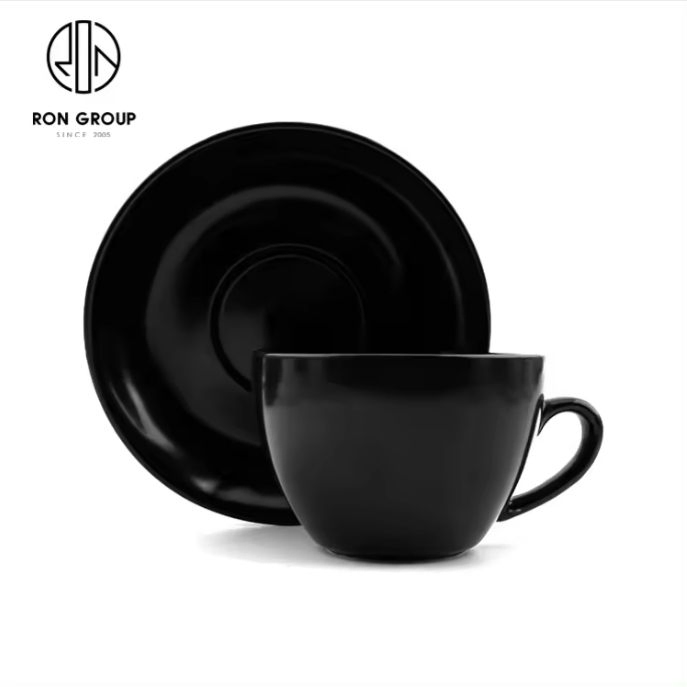 Nice 30 Ml Ceramic Black Wholesale Restaurant Luxury Cup and Saucer Set