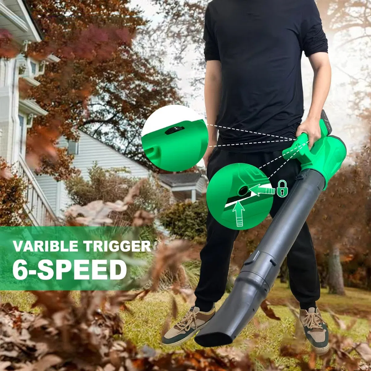 20V High Power Cordless Leaf Blower, 6 Level Speed Adjustment to Use