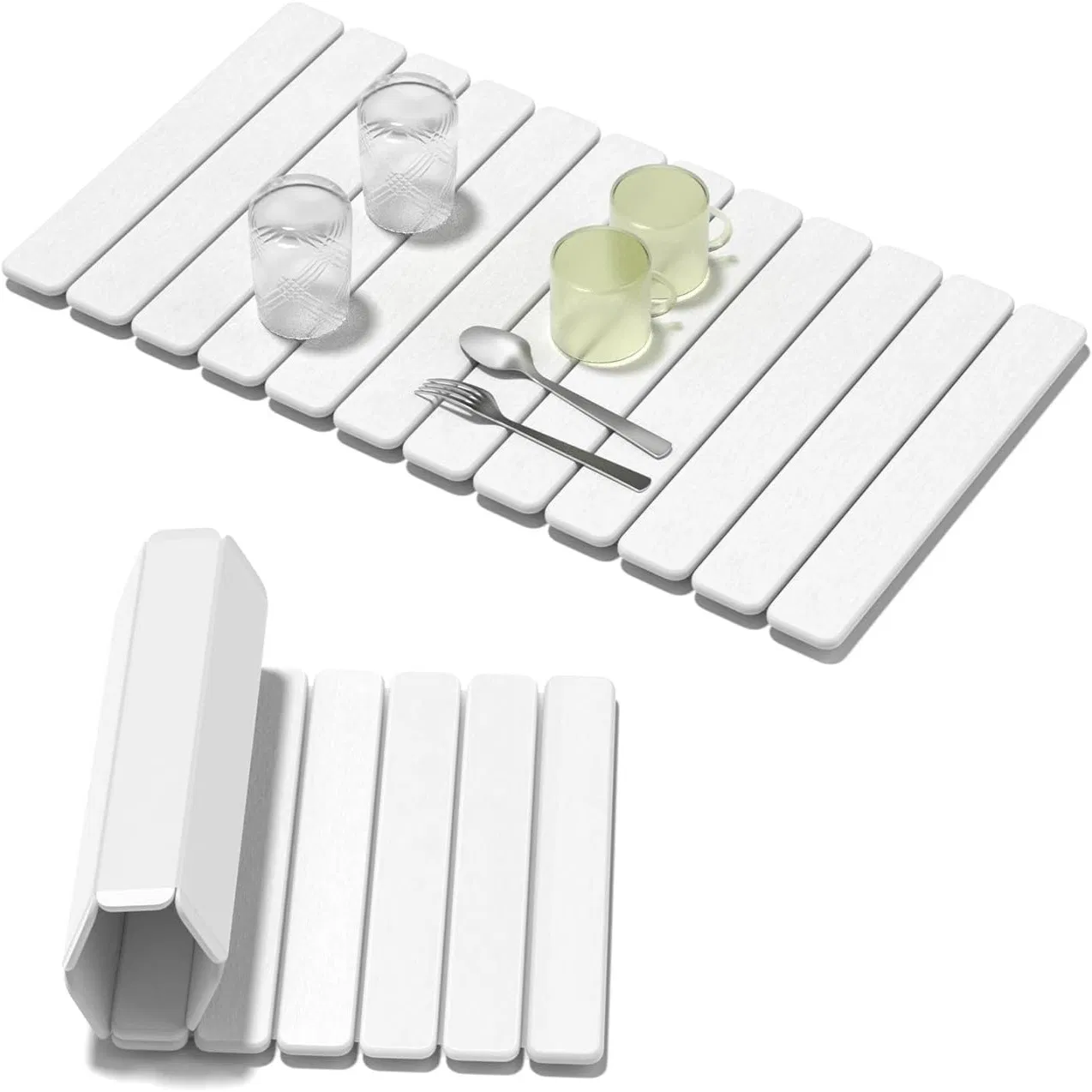 Stone Dish Drying Mat 24"X16" Octagonal Quick Dry Collapsible Diatomaceous Earth Mat Heat Resistant Drying Mat