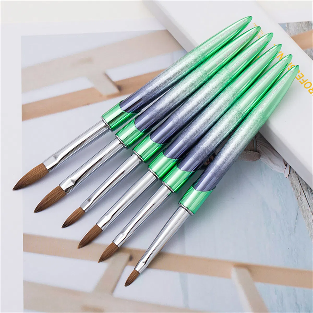 Hot Sell Design Multi Style 100 % Kolinsky Acrylic Nail Brush Metal Handle Nails Art Brush Acrylic Brush for Nails