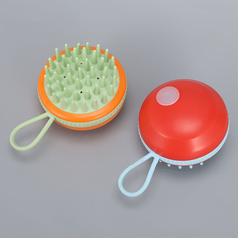 Round Shape Silicone Hair Scalp Massager Shampoo Bath Brush with Hanging Hole