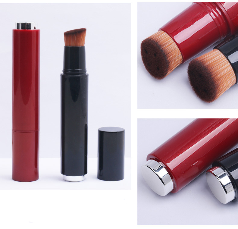 Single Oblique Head Foundation Brush Short Rod Flat Soft Hair Kabuki Foundation Brush for Liquid