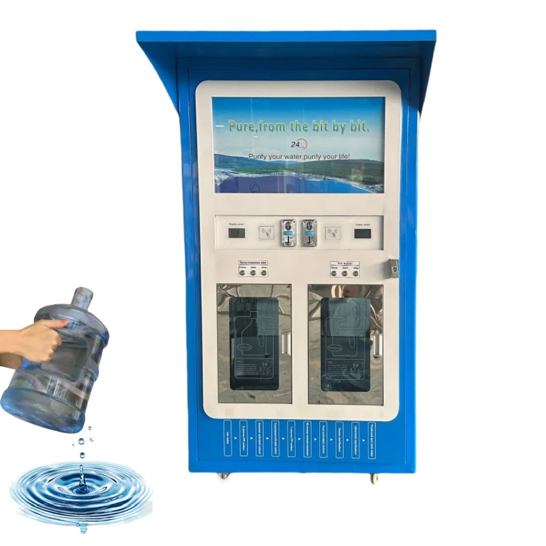 Double Outlet Water Vending Machine for Community Drinking Use RO Technology