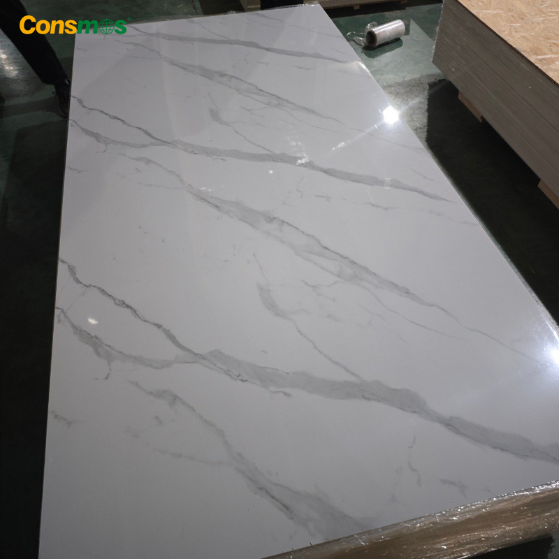 Eco-Friendly High Glossy Artificial Marble PVC Sheet Carbon Slate UV Wall Panels for Interior Decoration