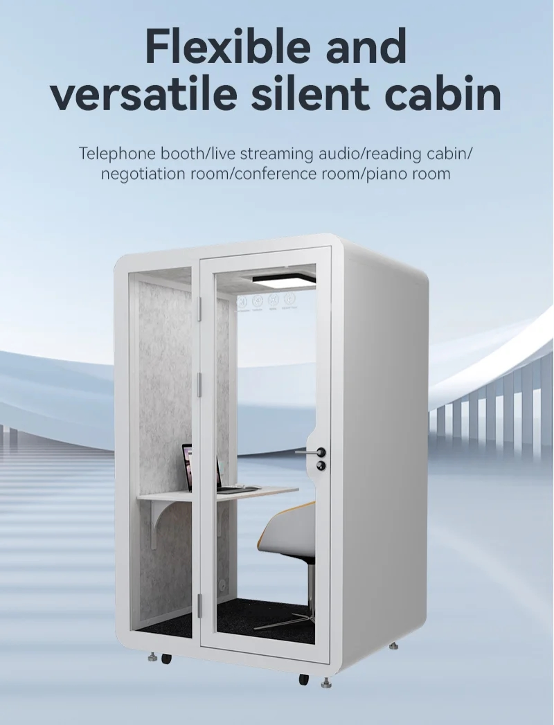 Modern Eco-Friendly Steel Frame Office Pod Quiet Acoustic Soundproof Private Home Office Indoor Recording Studio for Outdoor Use