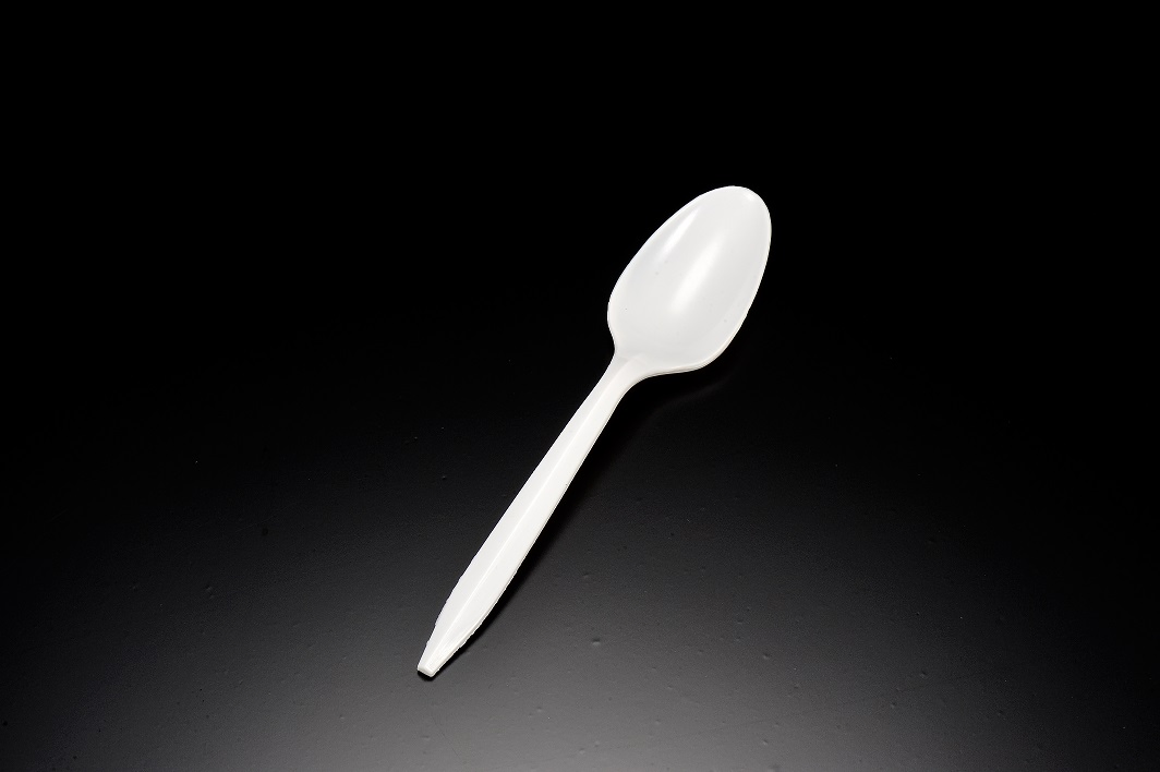 Medium Weight Plastic White / Black Soup Spoon (PP)