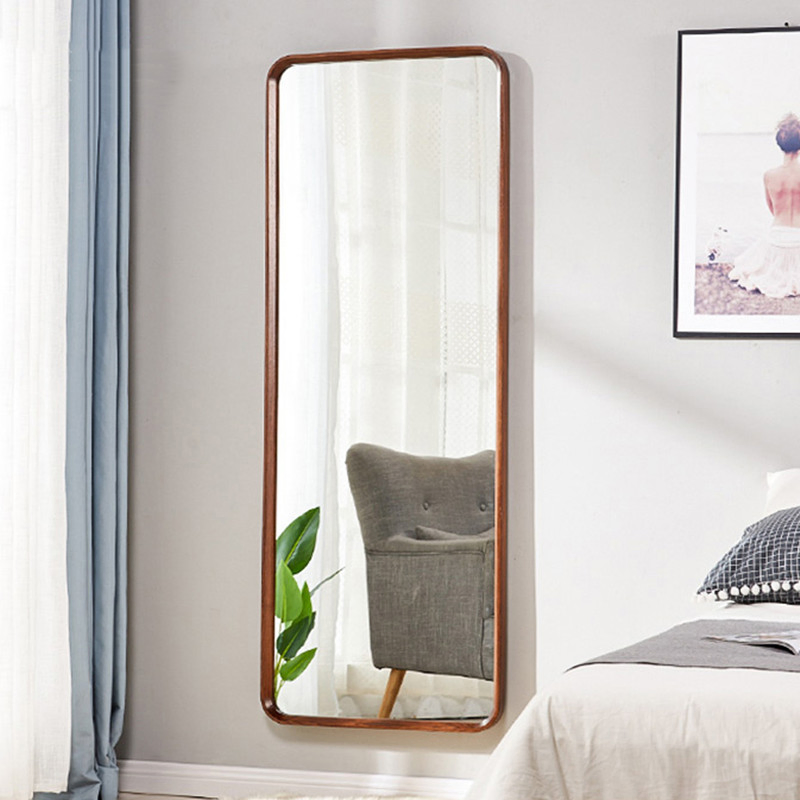 Simple Solid Wood Wall-Mounted Full-Length Mirror