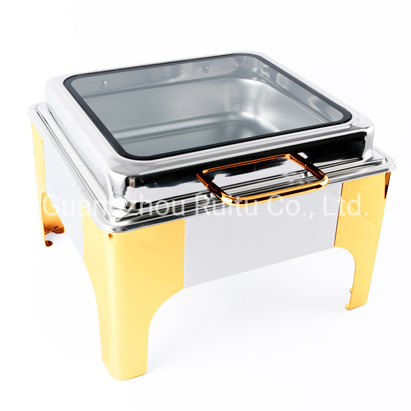 Dubai South Africa Kenya Tanzania Nigeria Silver Mixed Gold 3 Compartment Insert Tray Food Warmer Candle Fuel Heating Hotel Restaurant Equipment Chafing Dish