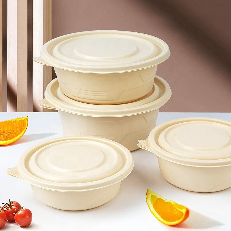 Round Disposable Cornstarch Soup Bowl with Lid