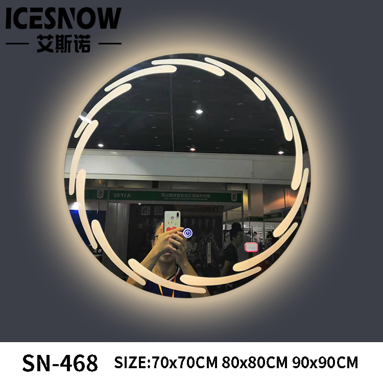 New Design Model LED Smart Touch Switch Stainless Steel Frame Bathroom Mirror