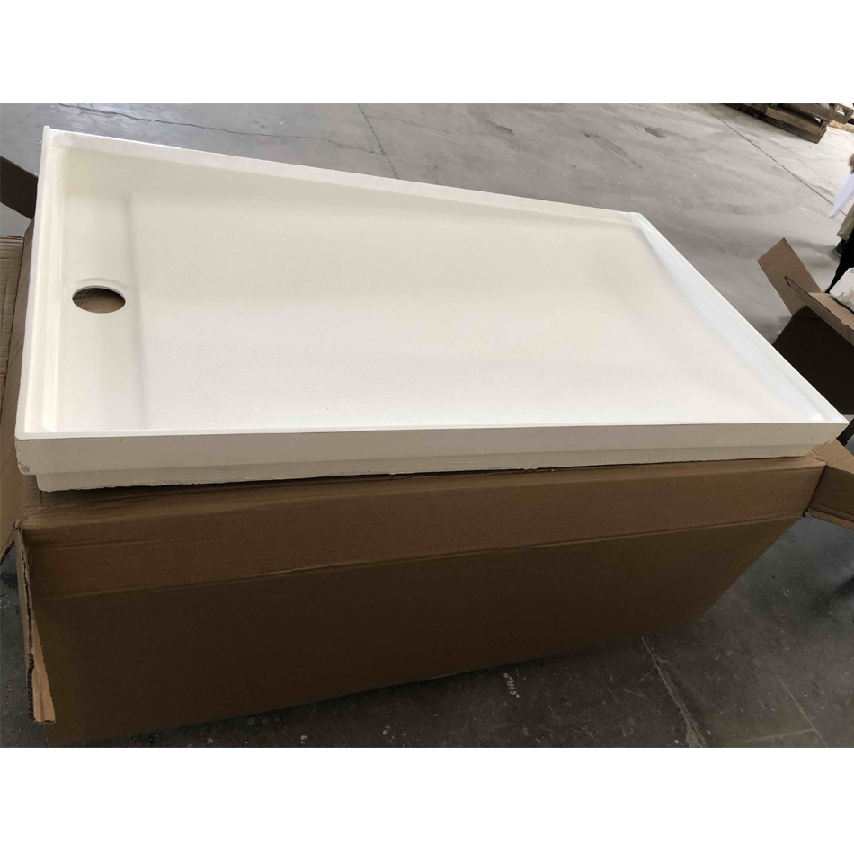Cast Cultured Marble Rectangular Shape 60''x32''x4'' Trench Drain Shower Pan Shower Base Tray for Hotel Apartment Bathroom