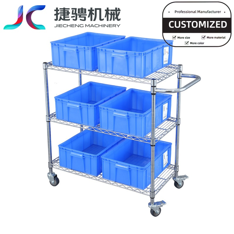 3-Layer Chrome Plated Wire Mesh Trolley Material Turnover Placement Stainless Steel