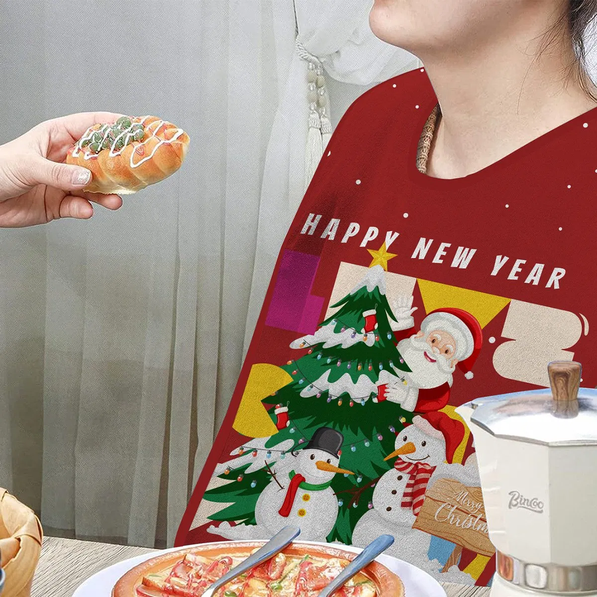 Waterproof and Stain-Resistant Food Cloth, Christmas Towel Material, Elderly Bib, Mouthwash, Adult Bib