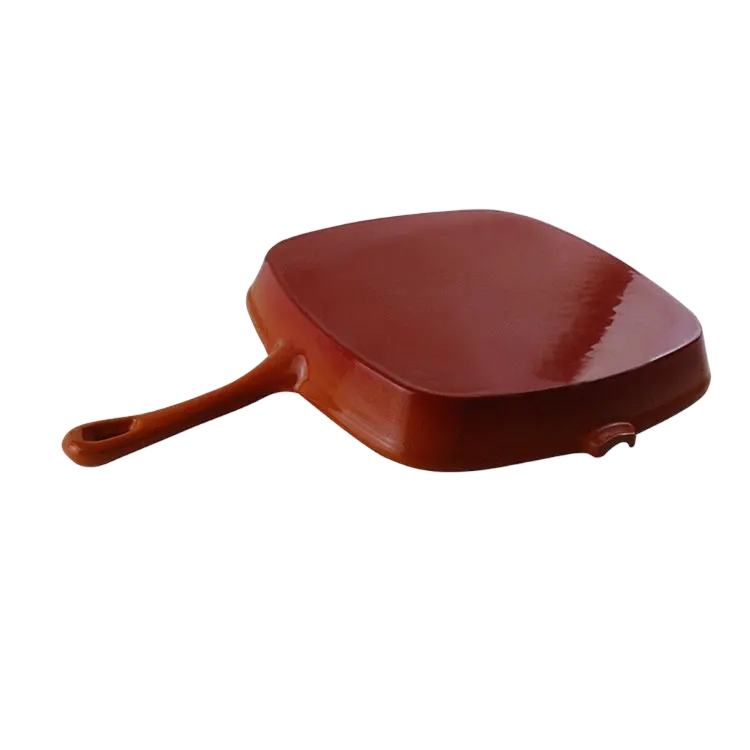 Heavy Duty Enamel Cast Iron Square Non-Stick Steak Grill Frying Pan