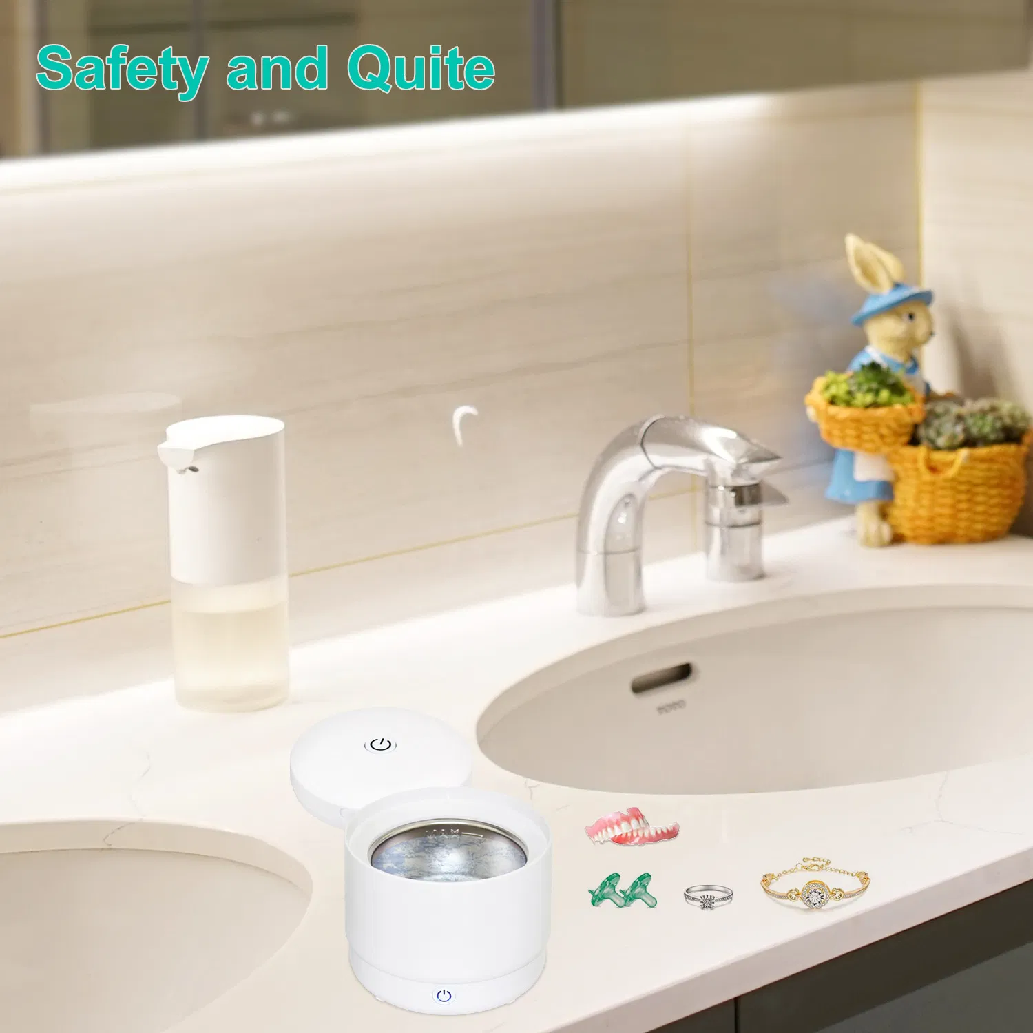 Household Automatic Portable Ultrasonic Cleaning Machine Invisible Braces Jewelry Sterilization UV Cleaner