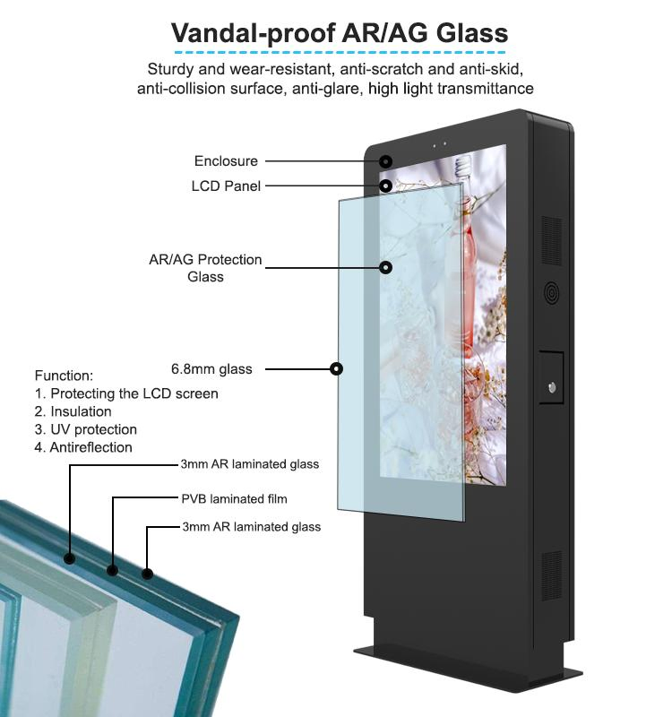 65 Inch Double Sided Ultra High Brightness LCD Display Screen Advertising Player Vertical Totem Outdoor Dual Screen Kiosk