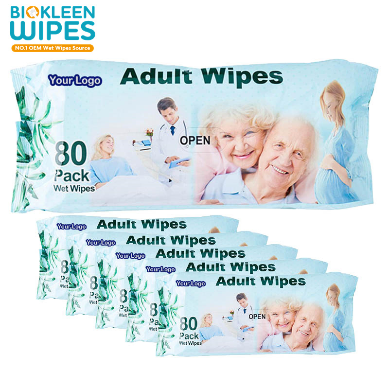 Biokleen OEM & ODM Disposable Private Label OEM Spunlace Nonwoven Fabric Adult Cleaning Wipes 100% Biodegradable Flushable Wet Wipe