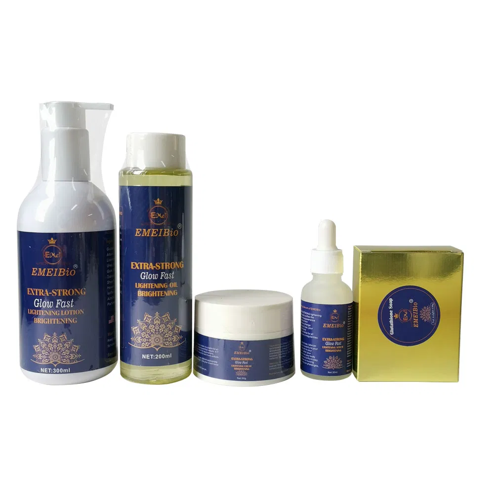 OEM Whitening Skin Care Set Double-Glutathione Oil Vitamin C Serum Dark Spot Face Cream Black Skin Soap Skincare Set