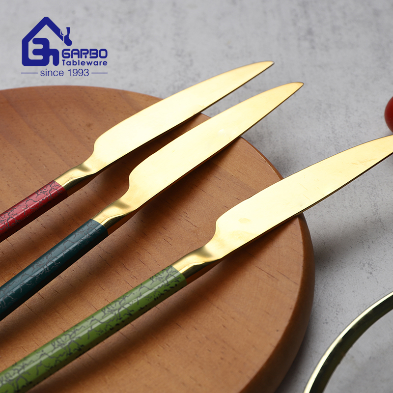 410 (13-0) Stainless Steel Dinner Knife Gold Color Metal Flatware Classic Hot Selling Steak Knife for Home Restaurant Use Kitchen Utensils