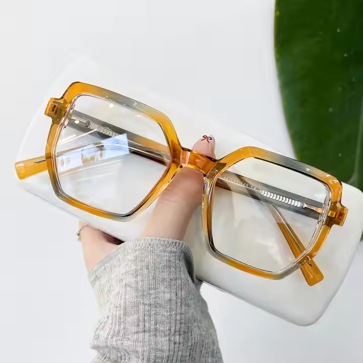 Gradient Tr90 Frames Retro Computer Eyeglasses PC Material with Colored Spring Hinge Anti-Blue Light Monturas Opticas