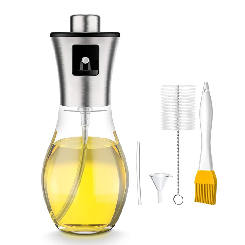 New Product 200ml Capacity Kitchen Cooking Oil Bottle Spray Vinegar Glass Bottle Stainless Steel Olive Oil Sprayer Bottle