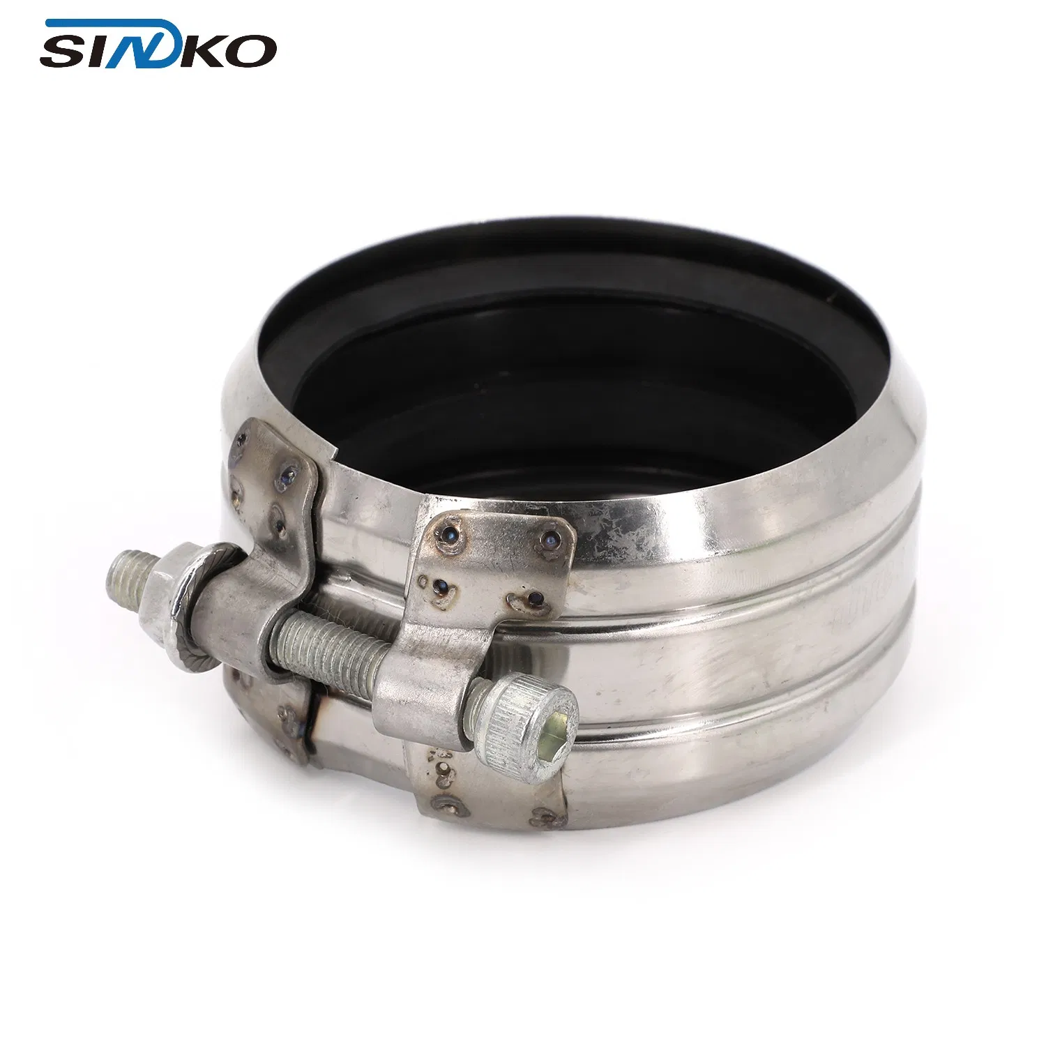 Industrial Grade Type B-Ear Plate No Hub Coupling: Rubber Lined Stainless Steel Pipe Repair Clamp